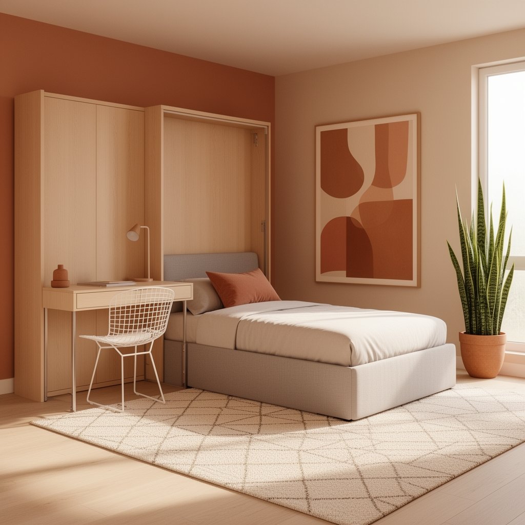 Murphy bed with desk - Illustration 2