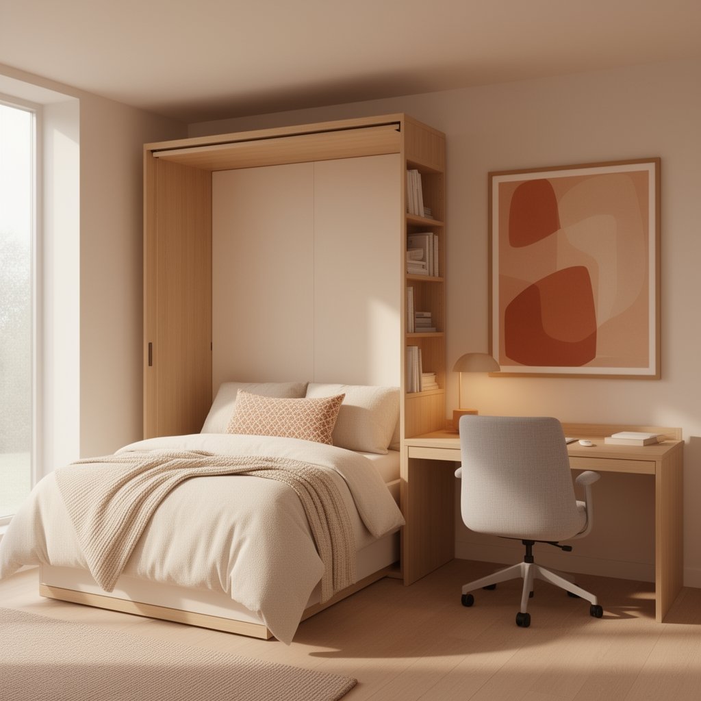 Murphy bed with desk - Illustration 3