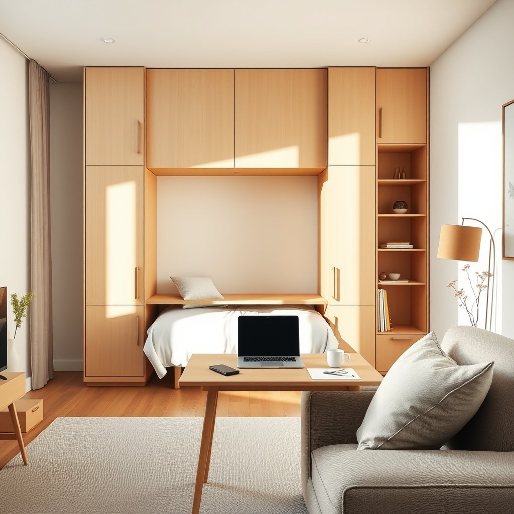 Murphy bed with desk