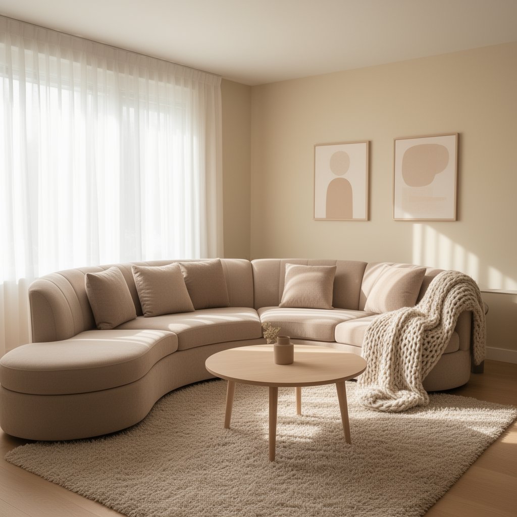 curved sofa living room - Illustration 2