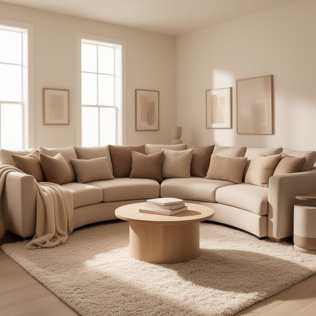 curved sofa living room - Illustration 3