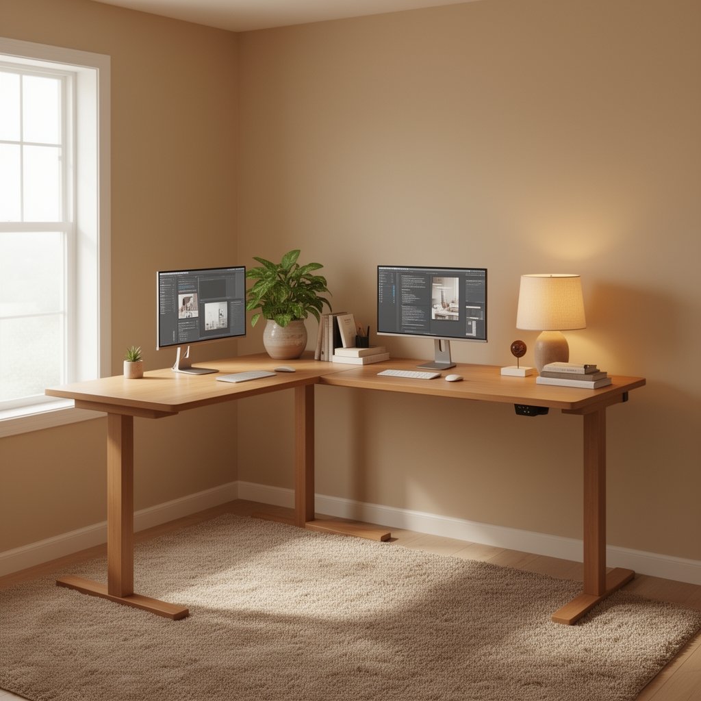 l-shaped standing desk home office - Illustration 2