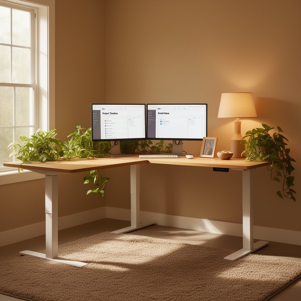 l-shaped standing desk home office - Illustration 3