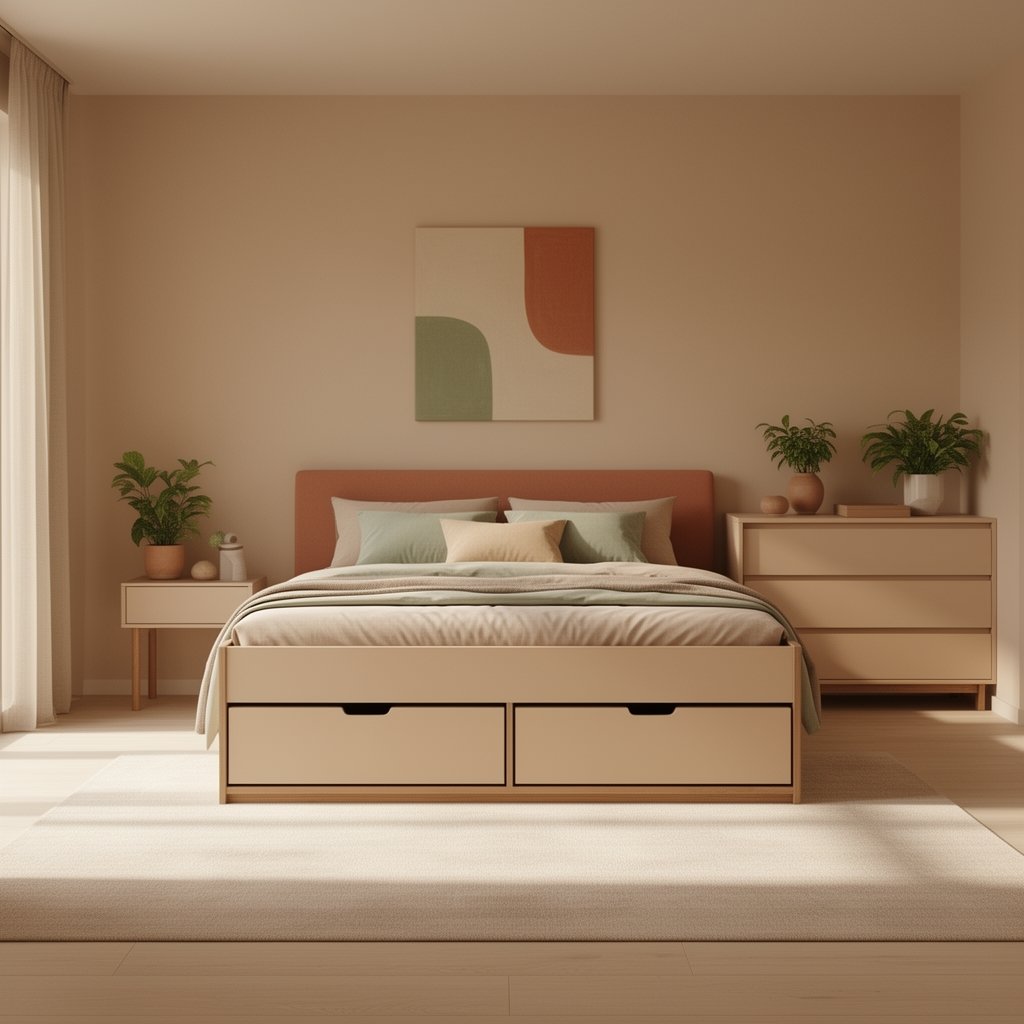 storage bed frame with drawers - Illustration 2