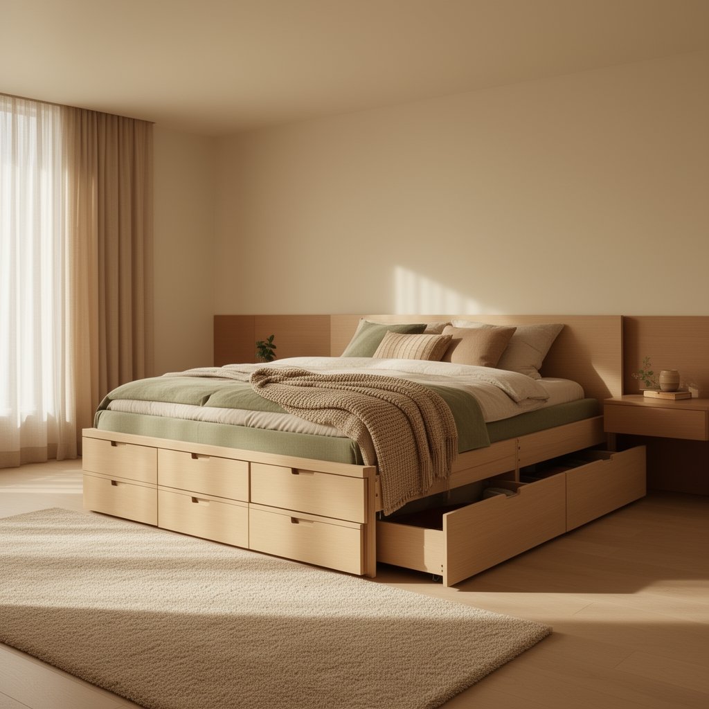 storage bed frame with drawers - Illustration 3