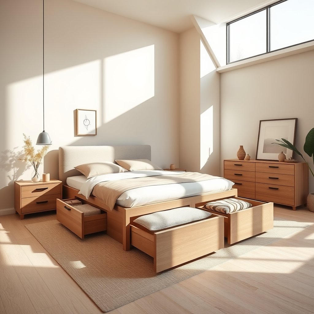 storage bed frame with drawers